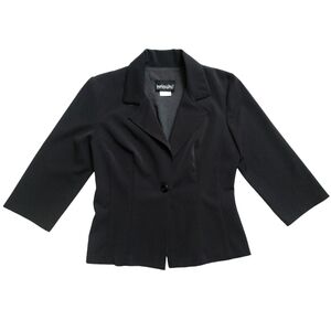 Brioche Women's Dark Gray Button Front Blazer Dress Jacket Size 9/10